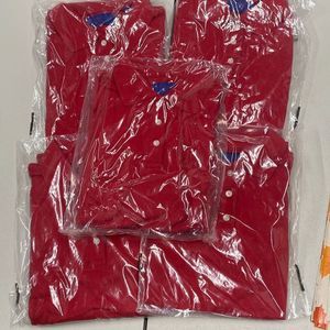 NEW Womens 5 Pack Bundle of Red Polo Shirts Size Small